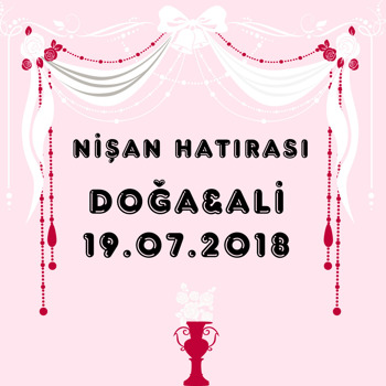 Pembe ve Beyaz Perde Temalı Söz Nişan   Kare Parti Afiş