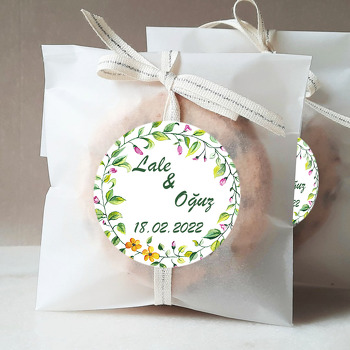 Pembe ve Turuncu Kır Çiçekleri Çerçeve Temalı Sticker