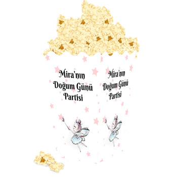 Pembe Yıldız Fonda Peri Temalı Popcorn Kutusu