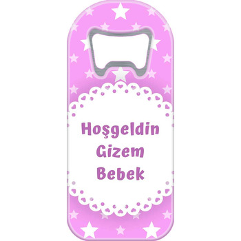 Pembe Yıldızlı Fonda Dantel Çerçeve Temalı Uzun Magnet Açacak