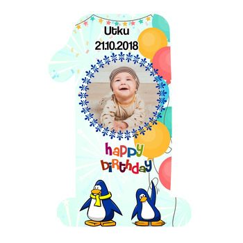 Penguen Balon Parti Temalı Doğum Günü Magnet