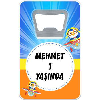 Penguen ile Planör Temalı Dikdörtgen Magnet Açacak