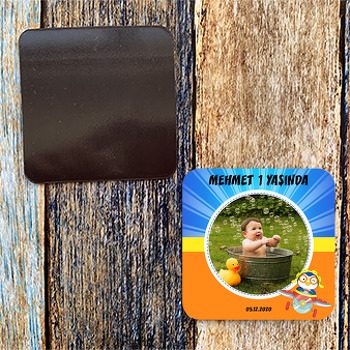 Penguen ile Planör Temalı Resimli Kare Magnet