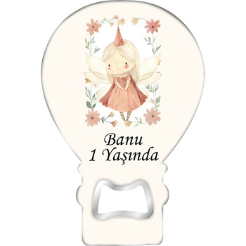 Peri Kız Çiçekli Çerçeve Temalı Balon Ahşap Magnet 