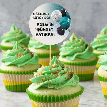 Petrol Mavisi Balonlar ile Gold Konfetilerde Sünnet Hatırası Temalı Parti Kürdan Süs