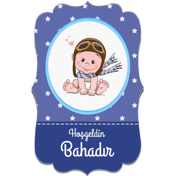 Pilot Bebek ile Mavi Yıldızlı Fon Temalı Özel Kesim Magnet