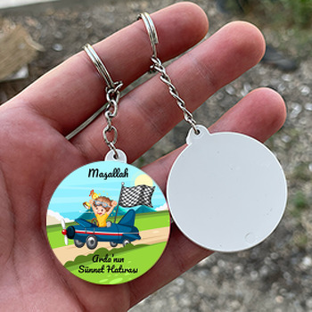 Pilot Sünnet Çocuğu Temalı Daire Plastik Anahtarlık