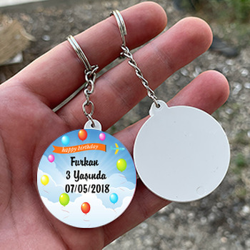 Pilot Temalı Daire Plastik Anahtarlık