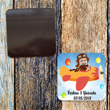 Pilot Temalı Kare Magnet