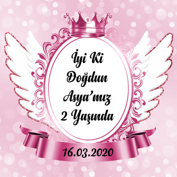 Pink Angel Wings Temalı Kare Doğum Günü Afiş