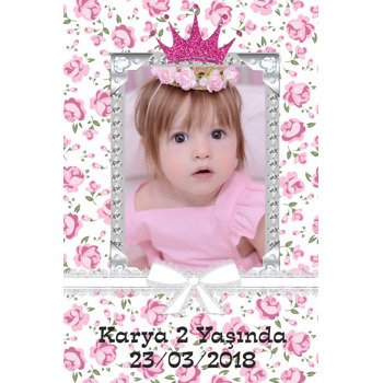 Pink Crown Temalı Doğum Günü Plastik Magnet