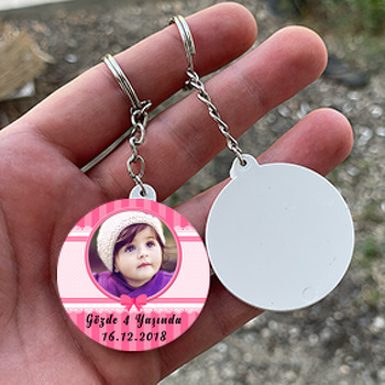 Pink Ribbon  Temalı Resimli Daire Plastik Anahtarlık