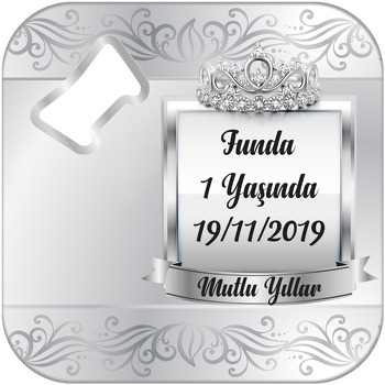 Pırlantalı Taç Temalı Kare Magnet Açacak