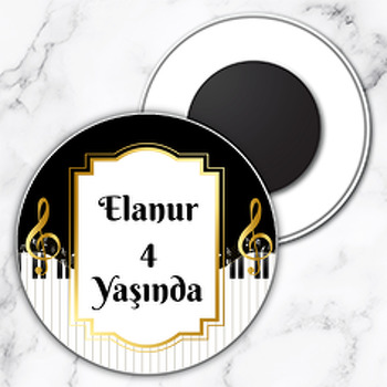 Piyano Temalı Daire Plastik Magnet