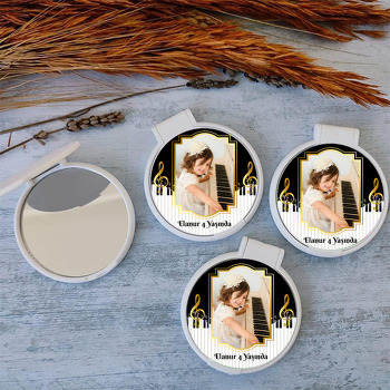 Piyano Temalı Resimli Kapaklı Ayna