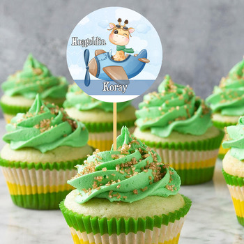 Planör ile Zürafa Temalı Parti Kürdan Süs