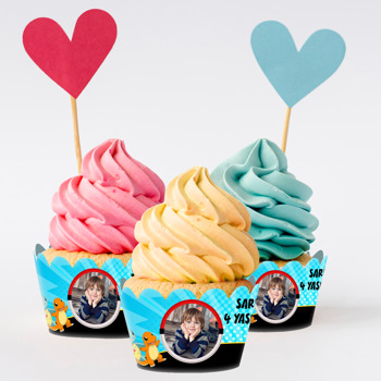 Pokemon Mavi Fon Temalı Cupcake Sargısı