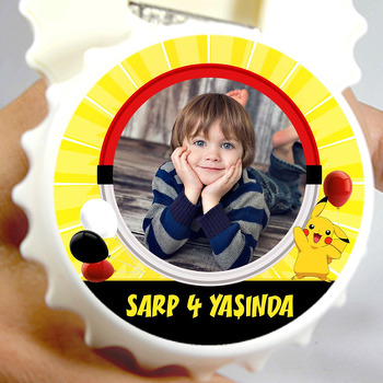 Pokemon Sarı Fon Temalı Kapak Şekilli Magnet Açacak