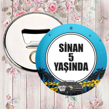 Polis Mavi Yıldız Fon Temalı Magnet Açacak