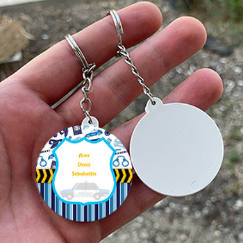 Polis Temalı Daire Plastik Anahtarlık