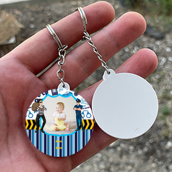 Polis Temalı Resimli Daire Plastik Anahtarlık