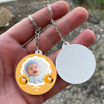 Portakal Temalı Resimli Daire Plastik Anahtarlık