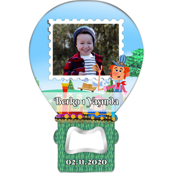 Posta Treni Temalı Balon Ahşap Magnet 