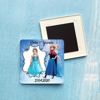 Prenses Elsa Temalı Resimli Plastik Kare Magnet