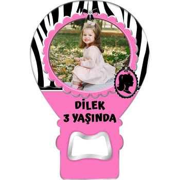 Prenses ile Zebra Fon Temalı Resimli Balon Magnet Açacak