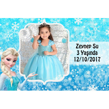 Prenses Kar Taneleri Fon Temalı Doğum Günü Afiş