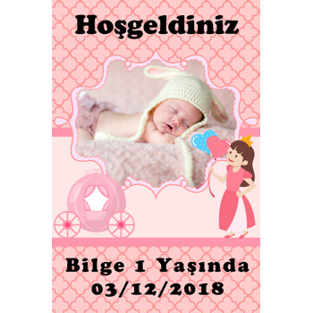 Prenses Kız Temalı Doğum Günü Afiş