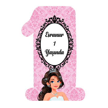 Prenses Pembe Fon Temalı Doğum Günü Magnet