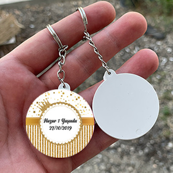 Prenses Taç Gold Temalı Daire Plastik Anahtarlık