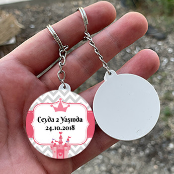 Prenses Temalı Daire Plastik Anahtarlık