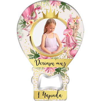 Prenses Ve Flamingo Temalı Resimli Balon Magnet Açacak