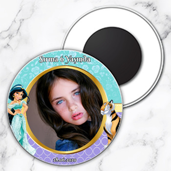 Prenses Yasemin Temalı Resimli Daire Plastik Magnet