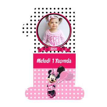 Puantiyeli Minnie Mouse Temalı Doğum Günü Magnet