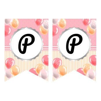 Puantiyeli Sarı Pembe Balonlar Temalı Flama Banner