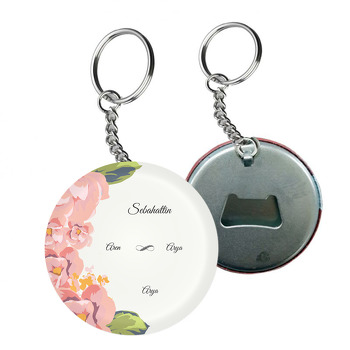 Pudra Pembe Güller Temalı Söz Nişan Nikah Arkası Açacak Anahtarlık