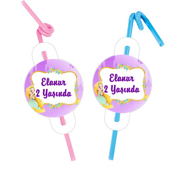 Rapunzel Temalı Pipet ve Kartı