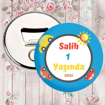 Renkli Arabala Çerçeve ile Mavi Fon Temalı Magnet Açacak