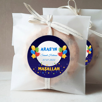 Renkli Balonlar ile Lacivert Fonda Sünnet Temalı Sticker