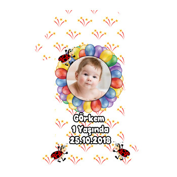 Renkli Balonlar ve Uğur Böceği Temalı Doğum Günü Magnet