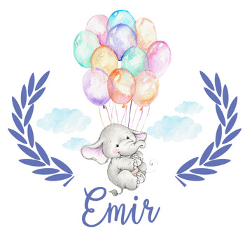 Renkli Balonlu Fil Temalı Doğum Günü Afiş