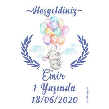 Renkli Balonlu Fil Temalı Magnet