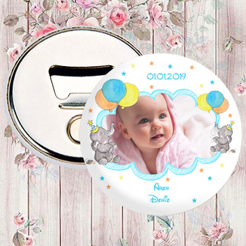 Renkli Balonlu Fil Temalı Resimli Magnet Açacak