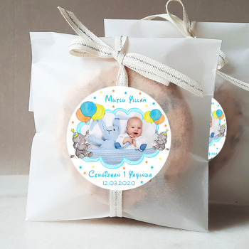 Renkli Balonlu Fil Temalı Resimli Sticker