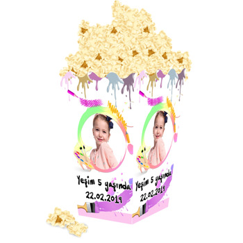 Renkli Boyalar Temalı Popcorn Kutusu