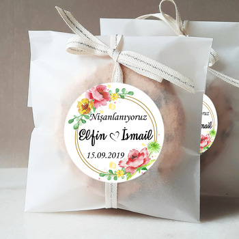 Renkli Çiçekler Temalı Söz Nişan Nikah Sticker