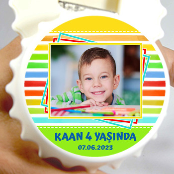 Renkli Çizgiler Temalı Kapak Şekilli Magnet Açacak